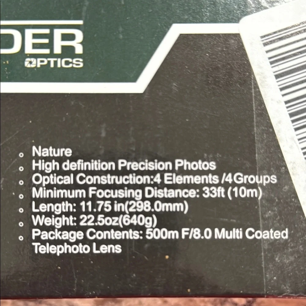 Black Telephoto Camera Lens, 5mm F/8.0 Multi Coated